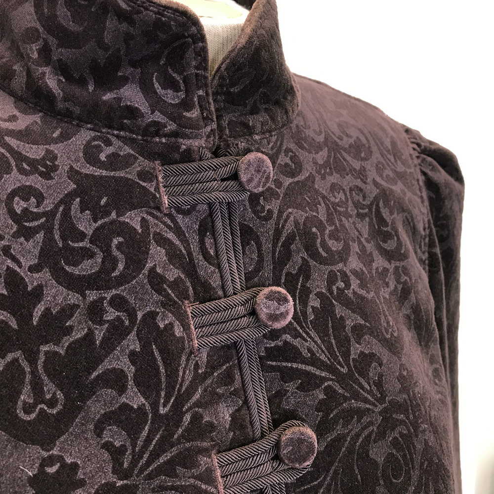 LOFT Victorian Velvet Burnout Military Jacket 6 - Picture 3 of 7